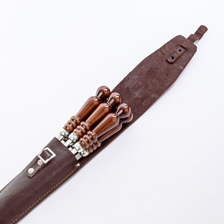A set of skewers 670*12*3 mm in brown leather case в Томске